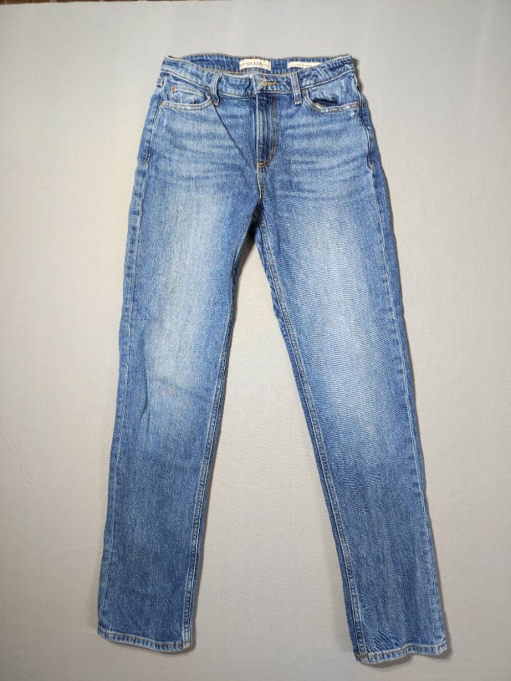Guess Jeans 1981 straight women's 27X32 hard washed denim blue colour